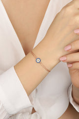 Double Chain Silver Navy Blue Bracelet