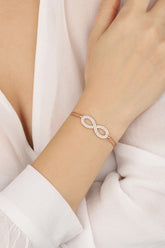 Sterling Silver Double Row Stone Infinity Bracelet