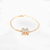 White Stone Silver Letter Bracelet, Personalized Bracelet