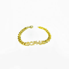 Cuba Chain Thick Name Bracelet, Silver Name Bracelet, Personalized Bracelet