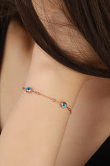Evil Eye Beaded Silver Heeled Chain Bracelet
