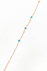 Evil Eye Beaded Silver Heeled Chain Bracelet