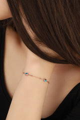 Evil Eye Beaded Silver Heeled Chain Bracelet