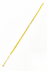 Large Single Stone Silver Bracelet with Cuban Chain
