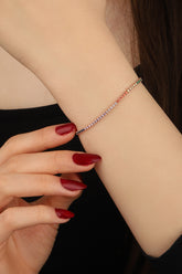 سوار تنس فضي بحجر ملون مقاس 1.5 مم، سوار تنس كلاسيكي مرصع بزركونيا مكعبة