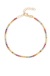 Colored Stone Silver Tennis Bracelet 2 mm