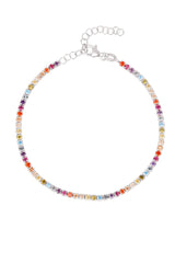 Colored Stone Silver Tennis Bracelet 2 mm