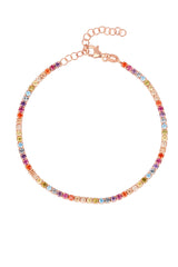 Colored Stone Silver Tennis Bracelet 2 mm