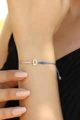 Corded Silver Letter Bracelet