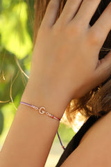 Corded Silver Letter Bracelet
