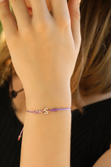 Corded Silver Letter Bracelet