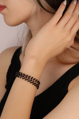 Multi Black Stone Silver Bracelet