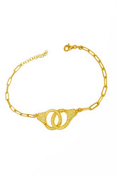 White Stone Handcuffs Silver Bracelet