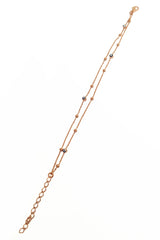 Double Row Evil Eye Beads Silver Chain Bracelet