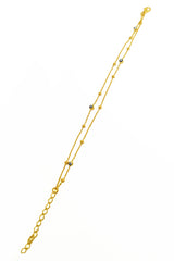 Double Row Evil Eye Beads Silver Chain Bracelet