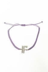 Lilac Corded Silver Letter Bracelet