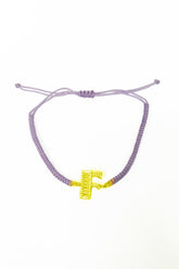 Lilac Corded Silver Letter Bracelet