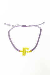 Lilac Corded Silver Letter Bracelet