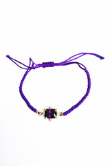 أساور من الأحجار الطبيعية باللون الأرجواني للنساء، سوار سلسلة الحبل، مجوهرات كوارتز مصنوعة يدويًا للنساء