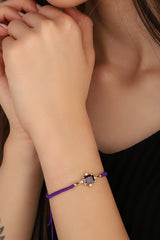 أساور من الأحجار الطبيعية باللون الأرجواني للنساء، سوار سلسلة الحبل، مجوهرات كوارتز مصنوعة يدويًا للنساء