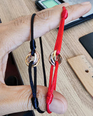 Tricolor Ring Bracelet with Black Thread and Colorful Rope
