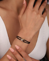 Tricolor Ring Bracelet with Black Thread and Colorful Rope