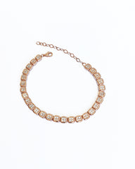 Square White Stone Silver Tennis Bracelet
