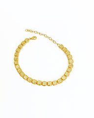 Square White Stone Silver Tennis Bracelet