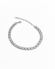 Square White Stone Silver Tennis Bracelet