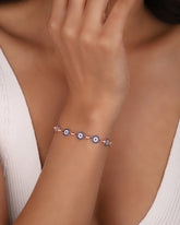 Classic Sterling Silver Bracelet with Evil Eye Beads, Evil Eye Jewelry