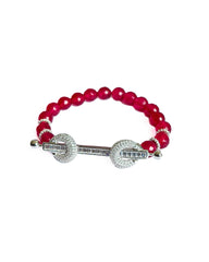 Stretch Silver Bracelet - Bracelet "Positivity" - Natural stones - 8mm