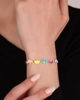 Rainbow Enamel Silver Bracelet for Women, Oriental Jewelry, Cloisonné Enamel