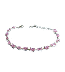 Pink Stone Silver Bracelet
