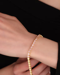 Gold Bracelet Colorful Heart, Stone Bracelet, Gemstone Bracelet