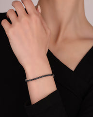 Black Stone 2.5 mm Tennis Bracelet, Black Tennis Bracelet