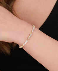 Baguette Stone Silver Tennis Bracelet