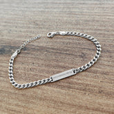 Custom Engraved Mini Bar Bracelet on Curb Chain Personalized - Personalized Dainty Name Layering Bracelet