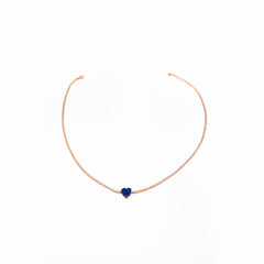 Colorful Stone Heart Tennis Chain Silver Choker
