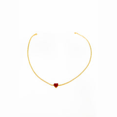 Colorful Stone Heart Tennis Chain Silver Choker