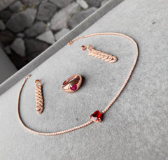 Colorful Stone Heart Tennis Chain Silver Choker