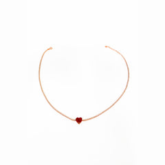 Colorful Stone Heart Tennis Chain Silver Choker