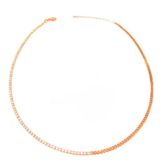 Silver Choker Necklace with Half Tennis Half Gourmet Chain