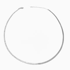 Silver Choker Necklace with Half Tennis Half Gourmet Chain
