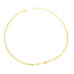 Silver Choker Necklace with Half Tennis and Half Italian Chain