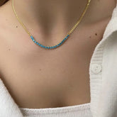 قلادة فضية من حجر الفيروز مع سلسلة كوبية