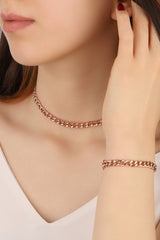 925 Sterling Silver Cuban Chain Model Choker Necklace without Stone