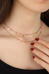2 in 1 Piece Silver Choker Necklace with Pendent Sequin Stone