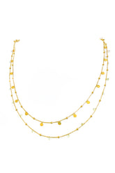 2 in 1 Piece Silver Choker Necklace with Pendent Sequin Stone