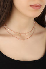 2 in 1 Piece Silver Choker Necklace with Pendent Sequin Stone