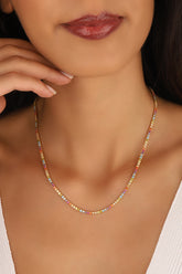 Colored Stone Silver Tennis Choker 2 mm